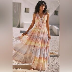 Anthropology PQ Swim Tiered Ruffle Maxi Dress, M/L
